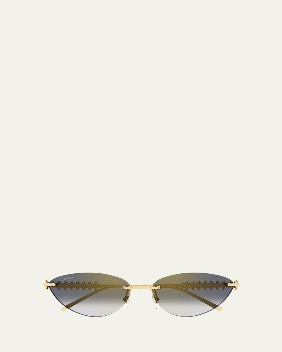 Rimless Metal Cat-Eye Sunglasses